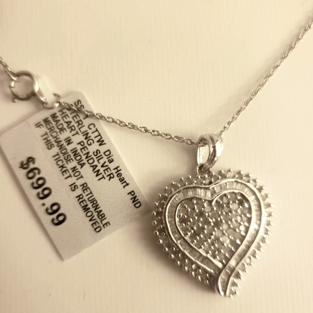 Authentic diamond charm and SS necklace